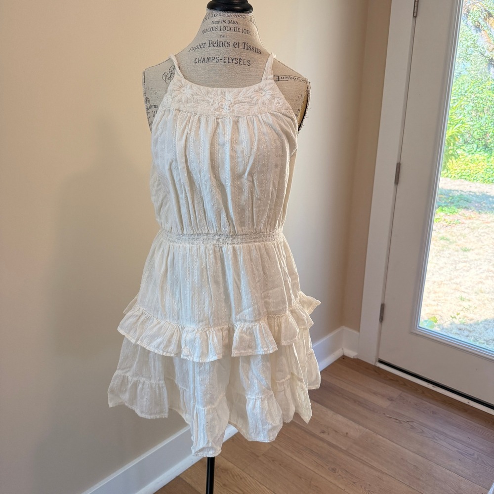 Shyanne Women's Cream Embroidered Tiered Sun Dress Size XL